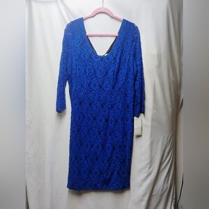 G by Giuliana Royal Blue Lace 3/4 Sleeve Dress